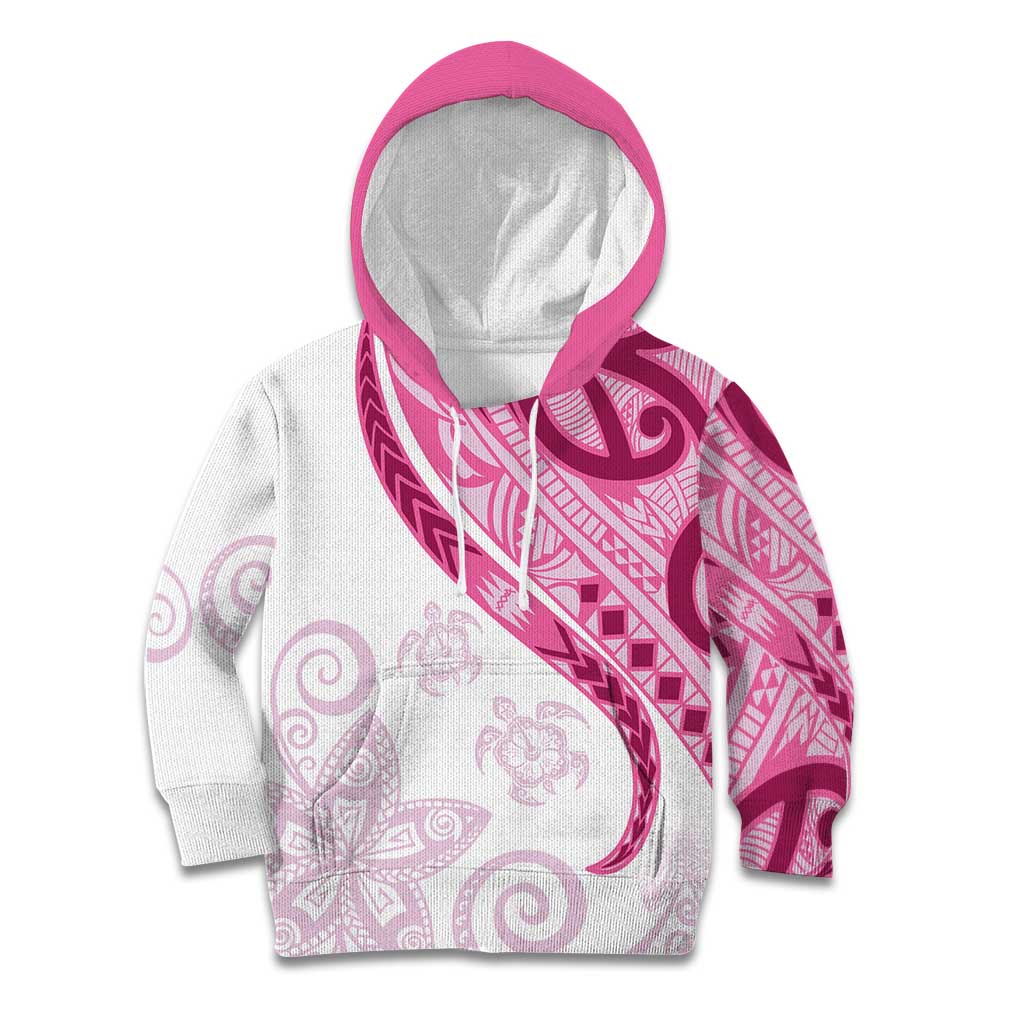 Rose Pink Polynesian Tribal Turtle Floral Pattern Kid Hoodie LT05 Hoodie Pink - Polynesian Pride
