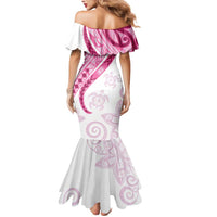 Rose Pink Polynesian Tribal Turtle Floral Pattern Mermaid Dress LT05 - Polynesian Pride