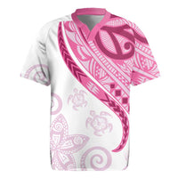 Rose Pink Polynesian Tribal Turtle Floral Pattern Rugby Jersey LT05 Pink - Polynesian Pride