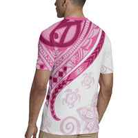 Rose Pink Polynesian Tribal Turtle Floral Pattern Rugby Jersey LT05 - Polynesian Pride