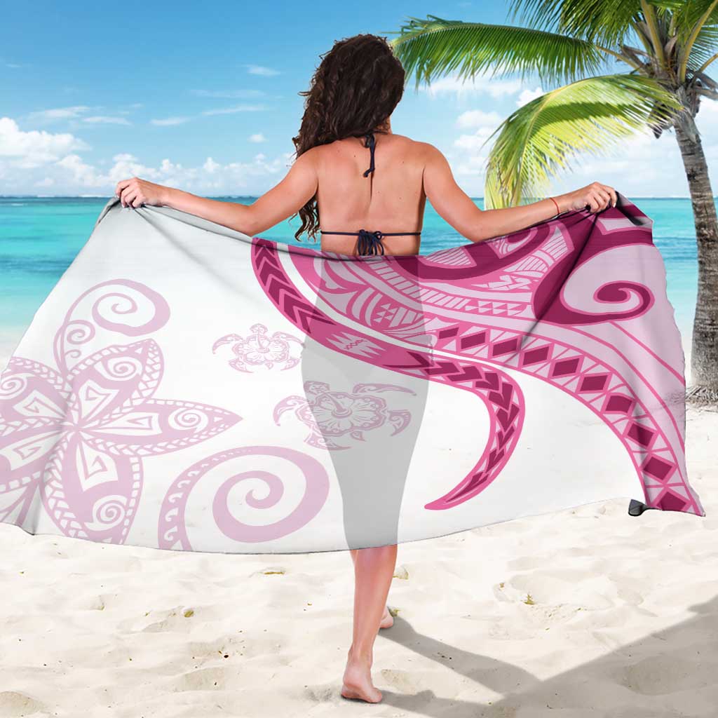 Rose Pink Polynesian Tribal Turtle Floral Pattern Sarong LT05 - Polynesian Pride
