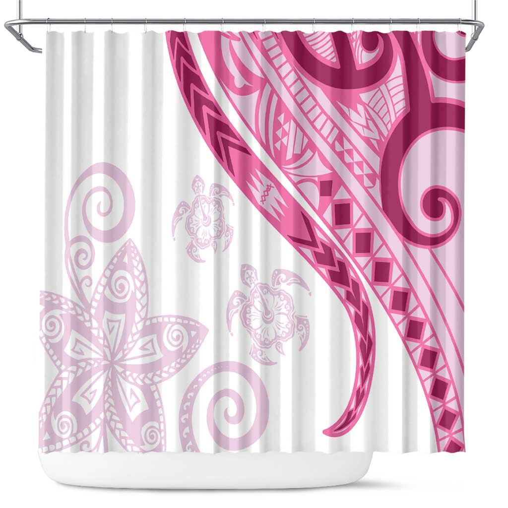 Rose Pink Polynesian Tribal Turtle Floral Pattern Shower Curtain