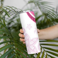 Rose Pink Polynesian Tribal Turtle Floral Pattern Skinny Tumbler LT05 - Polynesian Pride