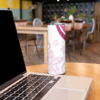 Rose Pink Polynesian Tribal Turtle Floral Pattern Skinny Tumbler LT05 - Polynesian Pride