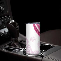Rose Pink Polynesian Tribal Turtle Floral Pattern Skinny Tumbler LT05 - Polynesian Pride