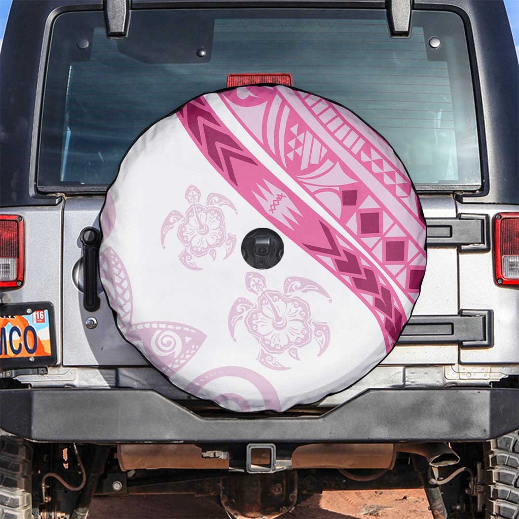 Rose Pink Polynesian Tribal Turtle Floral Pattern Spare Tire Cover