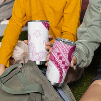 Rose Pink Polynesian Tribal Turtle Floral Pattern Tumbler Cup LT05 - Polynesian Pride