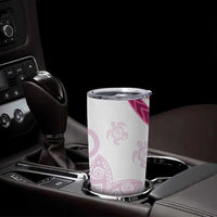 Rose Pink Polynesian Tribal Turtle Floral Pattern Tumbler Cup LT05 - Polynesian Pride