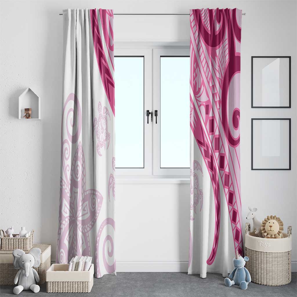 Rose Pink Polynesian Tribal Turtle Floral Pattern Window Curtain LT05 - Polynesian Pride