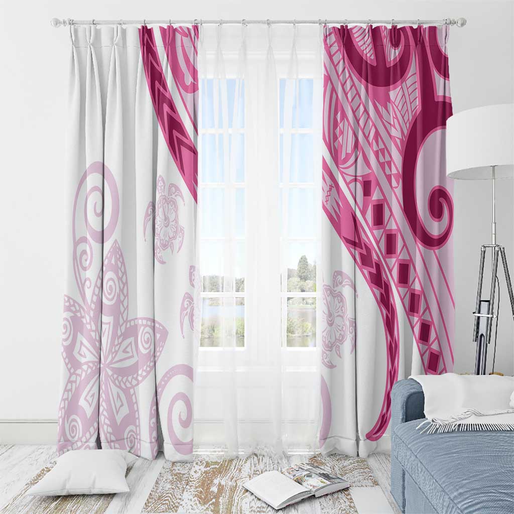 Rose Pink Polynesian Tribal Turtle Floral Pattern Window Curtain LT05 - Polynesian Pride