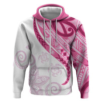 Rose Pink Polynesian Tribal Turtle Floral Pattern Zip Hoodie LT05 Zip Hoodie Pink - Polynesian Pride