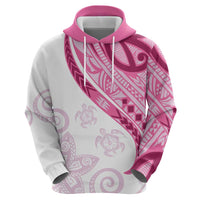 Rose Pink Polynesian Tribal Turtle Floral Pattern Zip Hoodie LT05 - Polynesian Pride