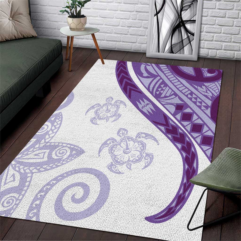 Purple Polynesian Tribal Turtle Floral Pattern Area Rug LT05 Purple - Polynesian Pride