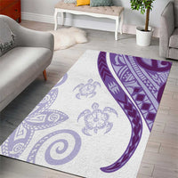 Purple Polynesian Tribal Turtle Floral Pattern Area Rug LT05 - Polynesian Pride