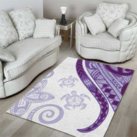 Purple Polynesian Tribal Turtle Floral Pattern Area Rug LT05 - Polynesian Pride