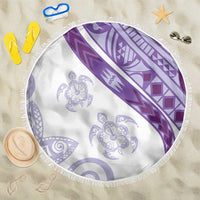 Purple Polynesian Tribal Turtle Floral Pattern Beach Blanket LT05 One Size 150cm Purple - Polynesian Pride