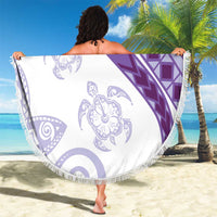 Purple Polynesian Tribal Turtle Floral Pattern Beach Blanket LT05 - Polynesian Pride