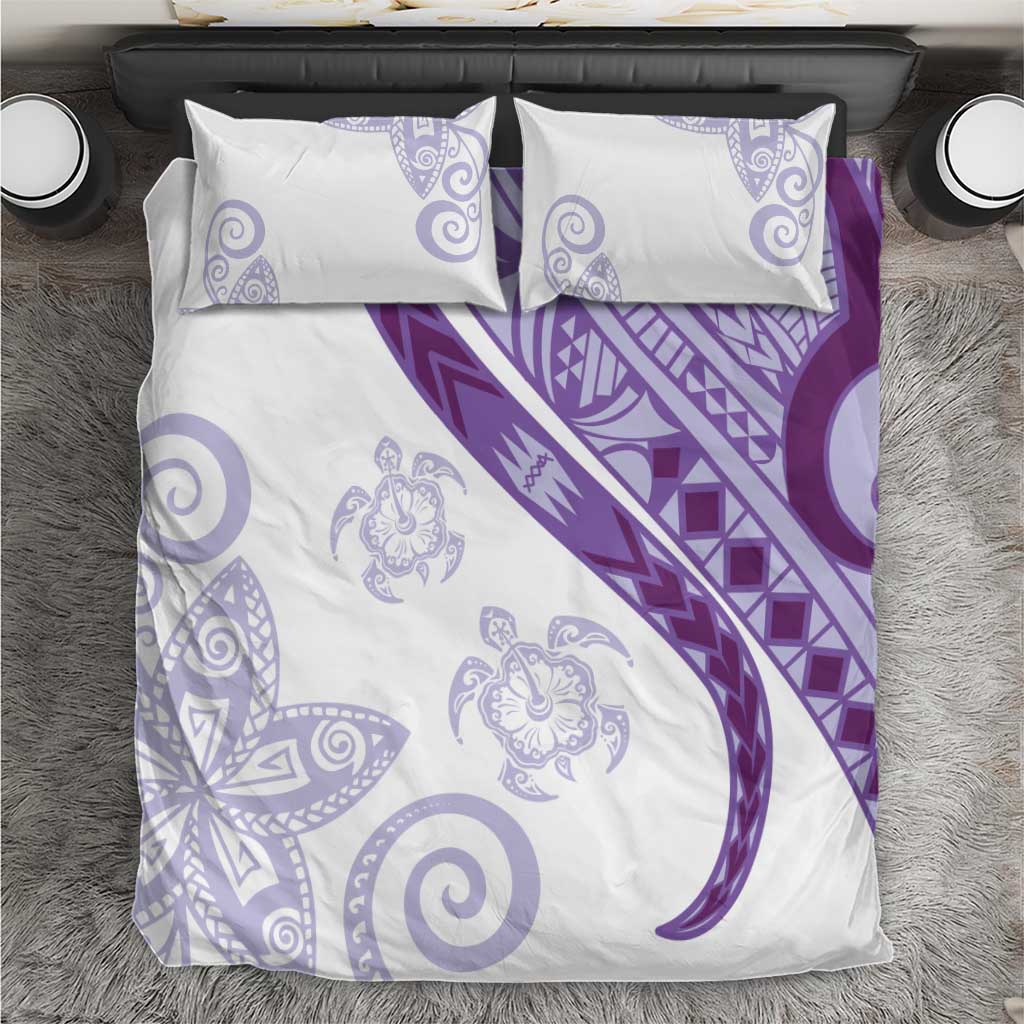 Purple Polynesian Tribal Turtle Floral Pattern Bedding Set