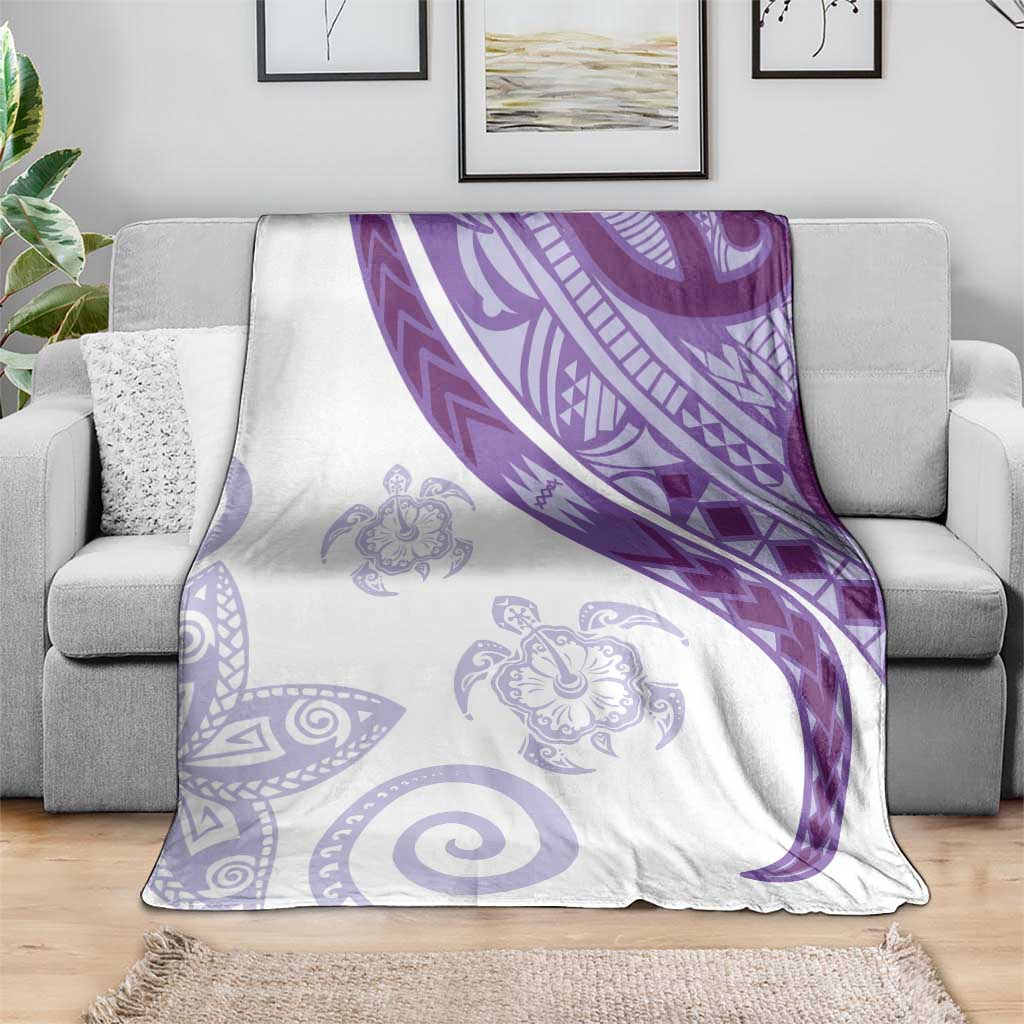 Purple Polynesian Tribal Turtle Floral Pattern Blanket LT05 - Polynesian Pride