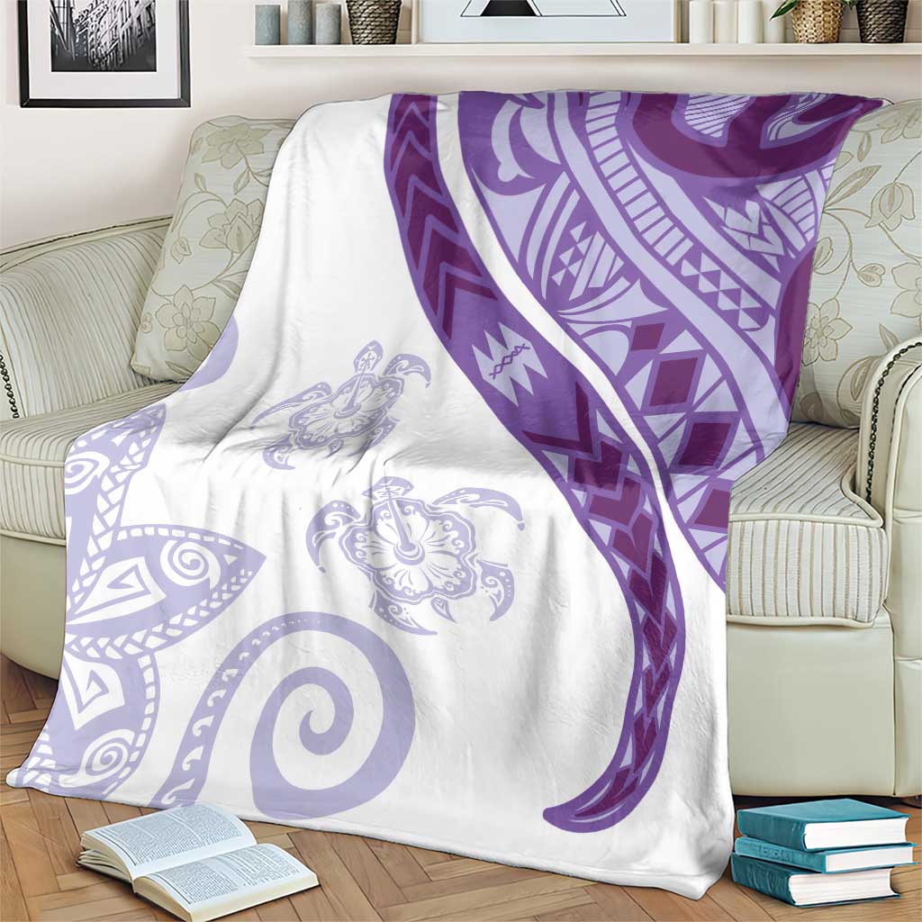 Purple Polynesian Tribal Turtle Floral Pattern Blanket LT05 - Polynesian Pride
