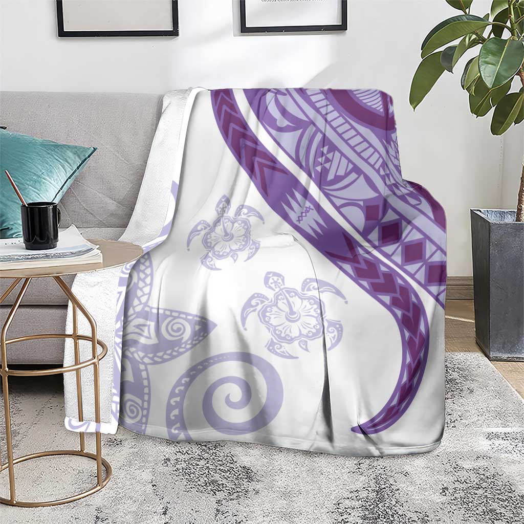 Purple Polynesian Tribal Turtle Floral Pattern Blanket LT05 - Polynesian Pride