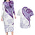 Purple Polynesian Tribal Turtle Floral Pattern Couples Matching Long Sleeve Bodycon Dress and Hawaiian Shirt