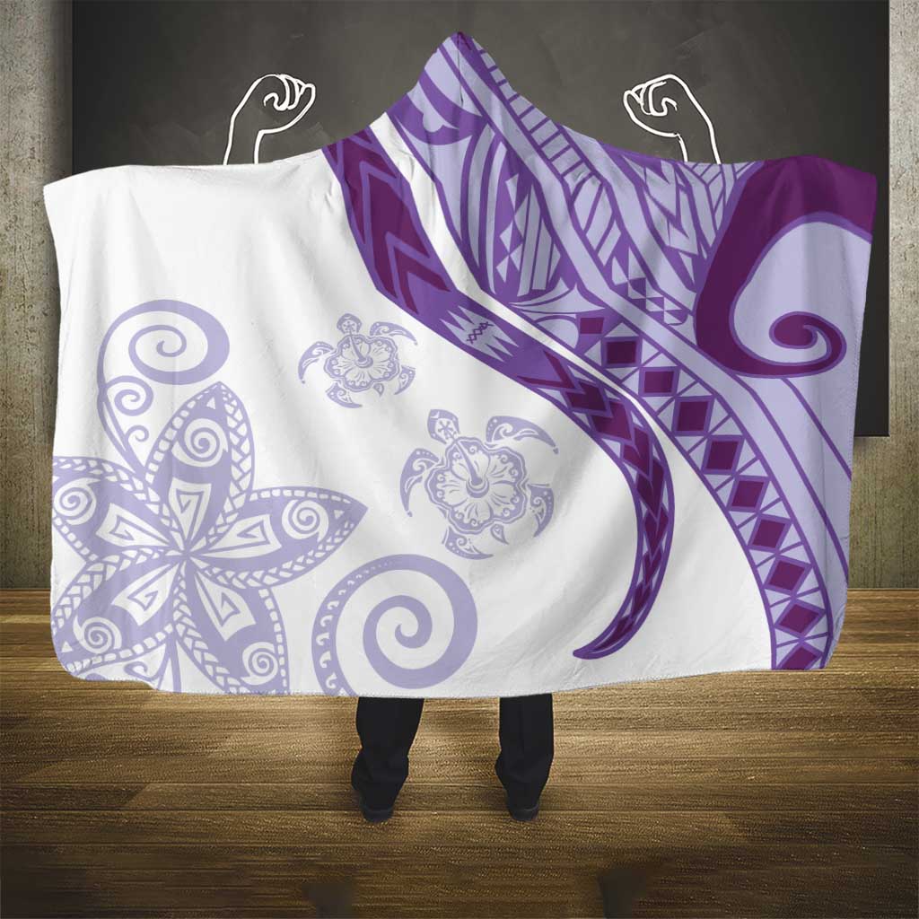 Purple Polynesian Tribal Turtle Floral Pattern Hooded Blanket LT05 - Polynesian Pride