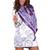 Purple Polynesian Tribal Turtle Floral Pattern Hoodie Dress