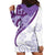 Purple Polynesian Tribal Turtle Floral Pattern Hoodie Dress