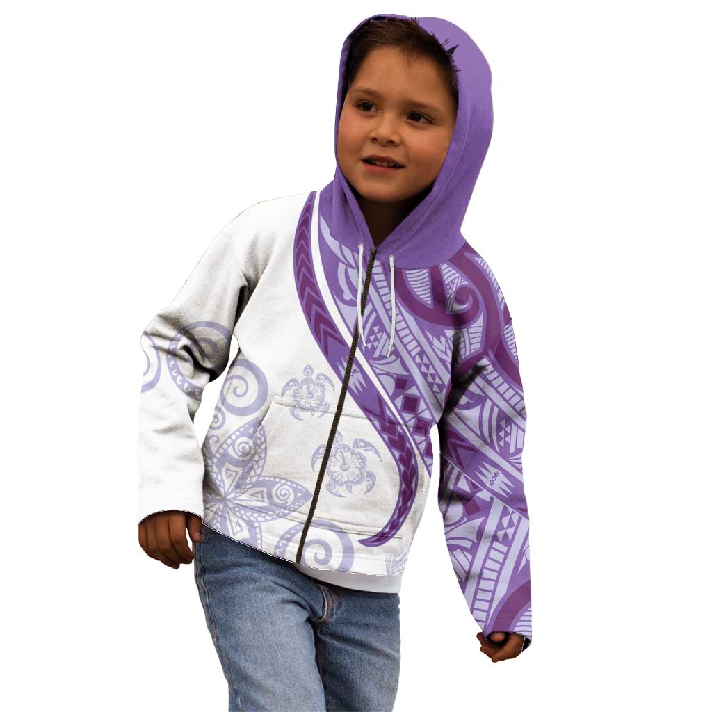 Purple Polynesian Tribal Turtle Floral Pattern Kid Hoodie LT05 - Polynesian Pride