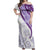 Purple Polynesian Tribal Turtle Floral Pattern Off Shoulder Maxi Dress