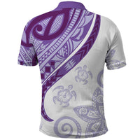 Purple Polynesian Tribal Turtle Floral Pattern Polo Shirt LT05 - Polynesian Pride