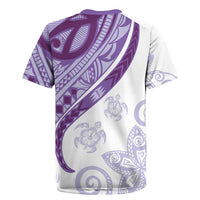 Purple Polynesian Tribal Turtle Floral Pattern Rugby Jersey LT05 - Polynesian Pride