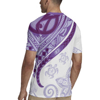 Purple Polynesian Tribal Turtle Floral Pattern Rugby Jersey LT05 - Polynesian Pride