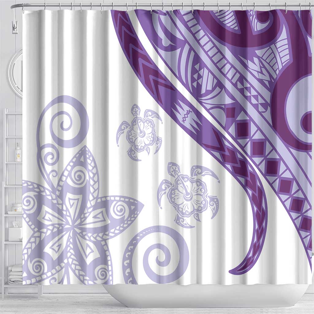 Purple Polynesian Tribal Turtle Floral Pattern Shower Curtain LT05 - Polynesian Pride