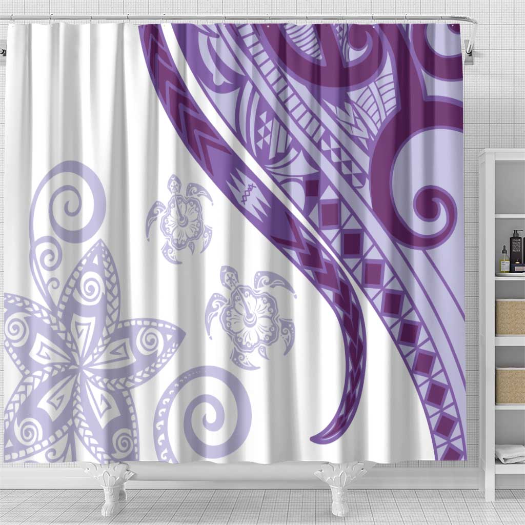 Purple Polynesian Tribal Turtle Floral Pattern Shower Curtain LT05 - Polynesian Pride