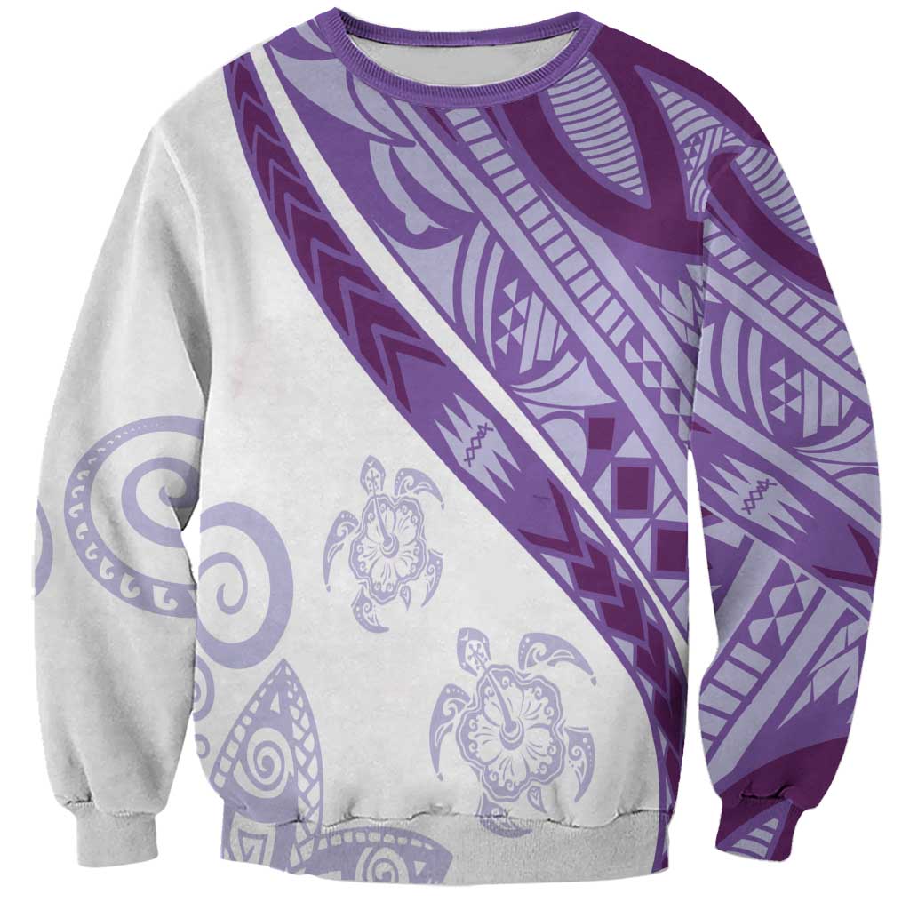 Purple Polynesian Tribal Turtle Floral Pattern Sweatshirt LT05 Unisex Purple - Polynesian Pride