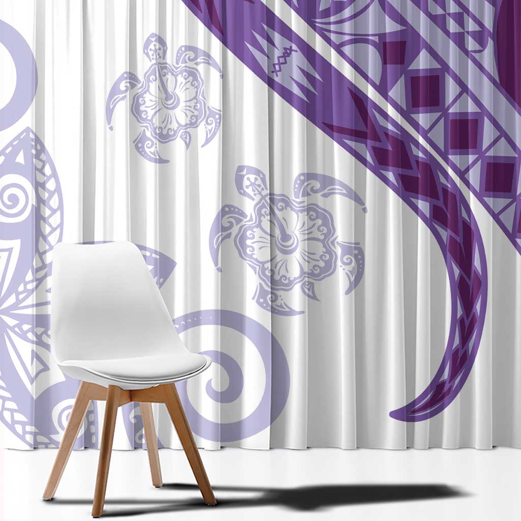 Purple Polynesian Tribal Turtle Floral Pattern Window Curtain LT05 - Polynesian Pride