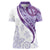 Purple Polynesian Tribal Turtle Floral Pattern Women Polo Shirt