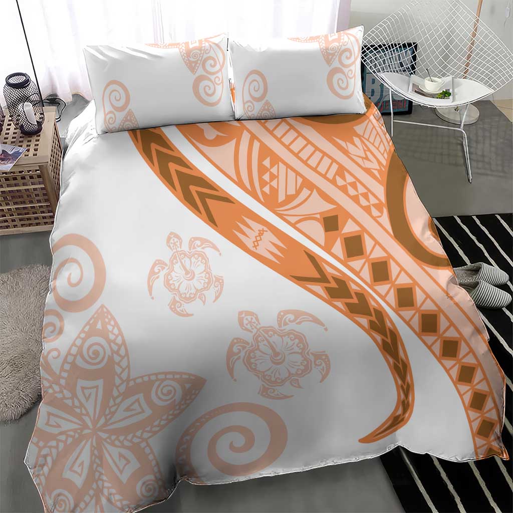 Orange Polynesian Tribal Turtle Floral Pattern Bedding Set LT05 - Polynesian Pride