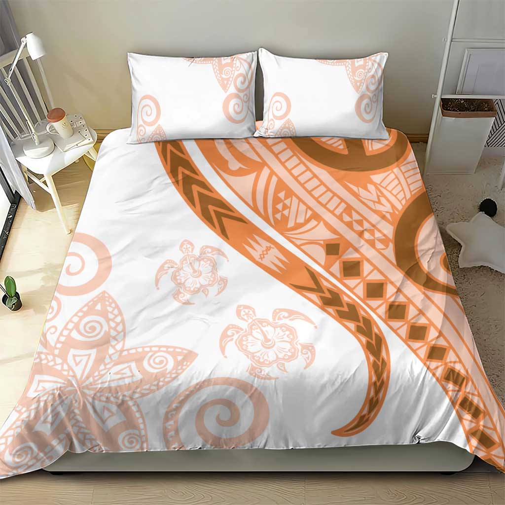 Orange Polynesian Tribal Turtle Floral Pattern Bedding Set LT05 - Polynesian Pride
