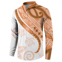 Orange Polynesian Tribal Turtle Floral Pattern Button Sweatshirt LT05 - Polynesian Pride