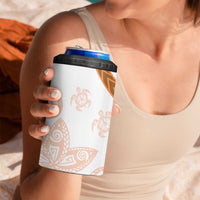 Orange Polynesian Tribal Turtle Floral Pattern 4 in 1 Can Cooler Tumbler LT05 - Polynesian Pride