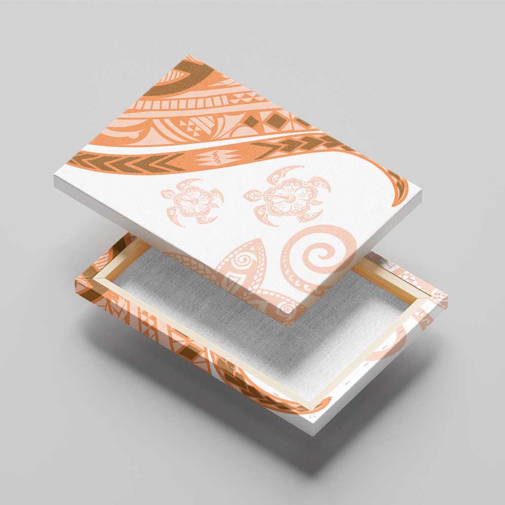 Orange Polynesian Tribal Turtle Floral Pattern Canvas Wall Art LT05 - Polynesian Pride