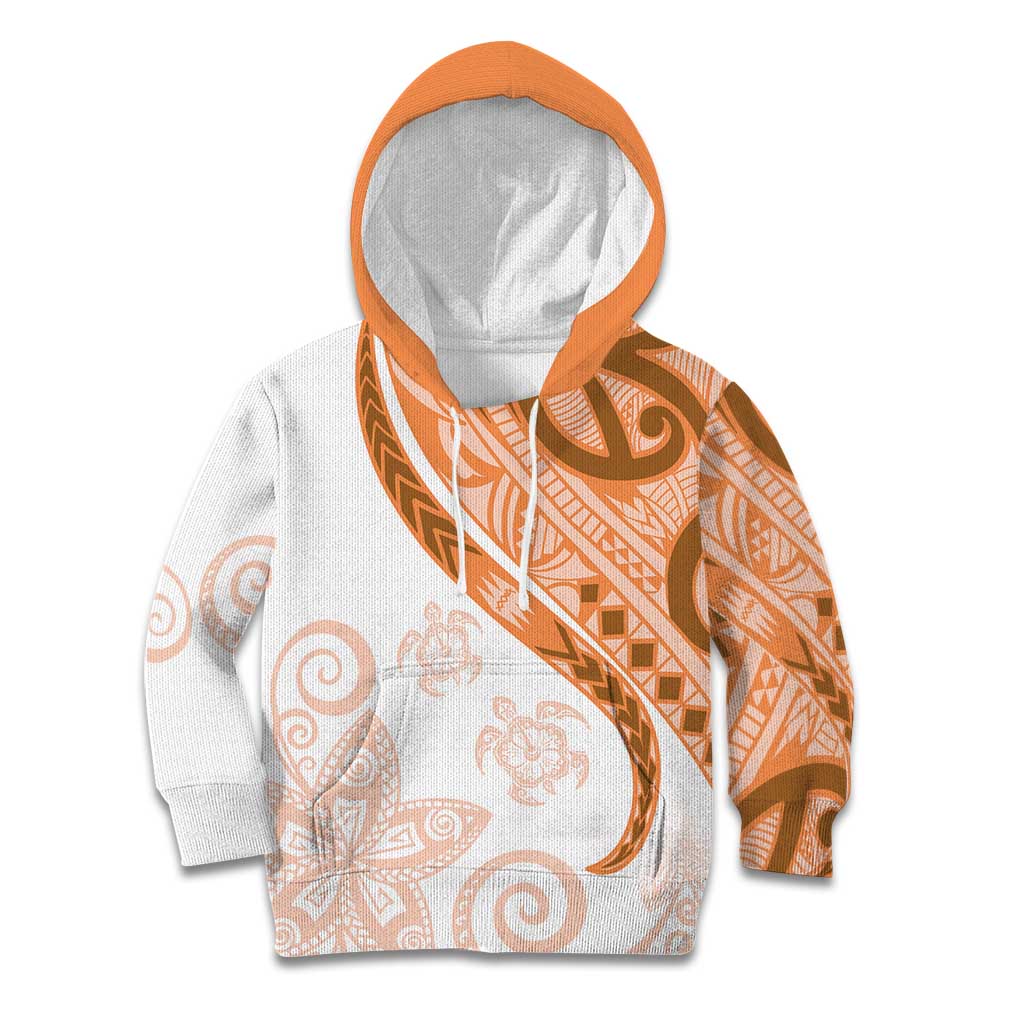 Orange Polynesian Tribal Turtle Floral Pattern Kid Hoodie LT05 Hoodie Orange - Polynesian Pride