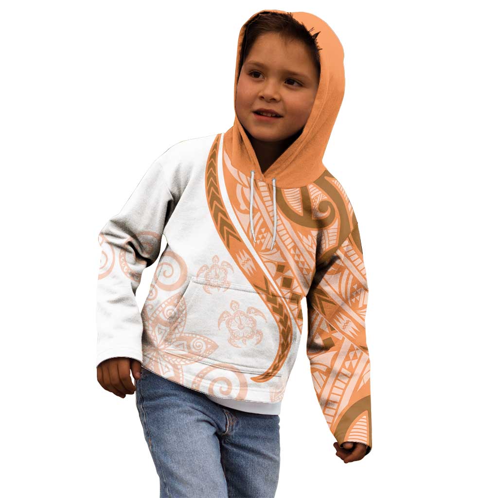 Orange Polynesian Tribal Turtle Floral Pattern Kid Hoodie LT05 - Polynesian Pride