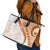 Orange Polynesian Tribal Turtle Floral Pattern Leather Tote Bag