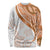 Orange Polynesian Tribal Turtle Floral Pattern Long Sleeve Shirt