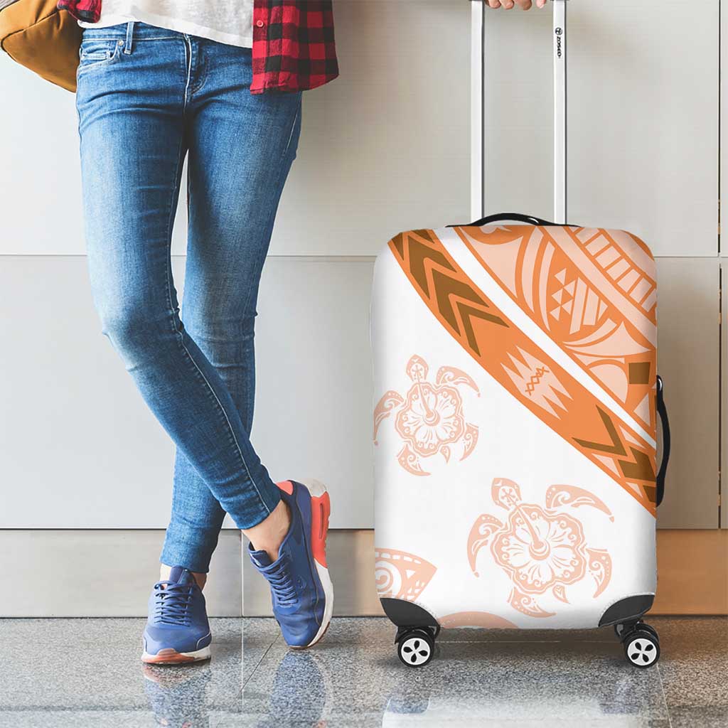 Orange Polynesian Tribal Turtle Floral Pattern Luggage Cover LT05 - Polynesian Pride