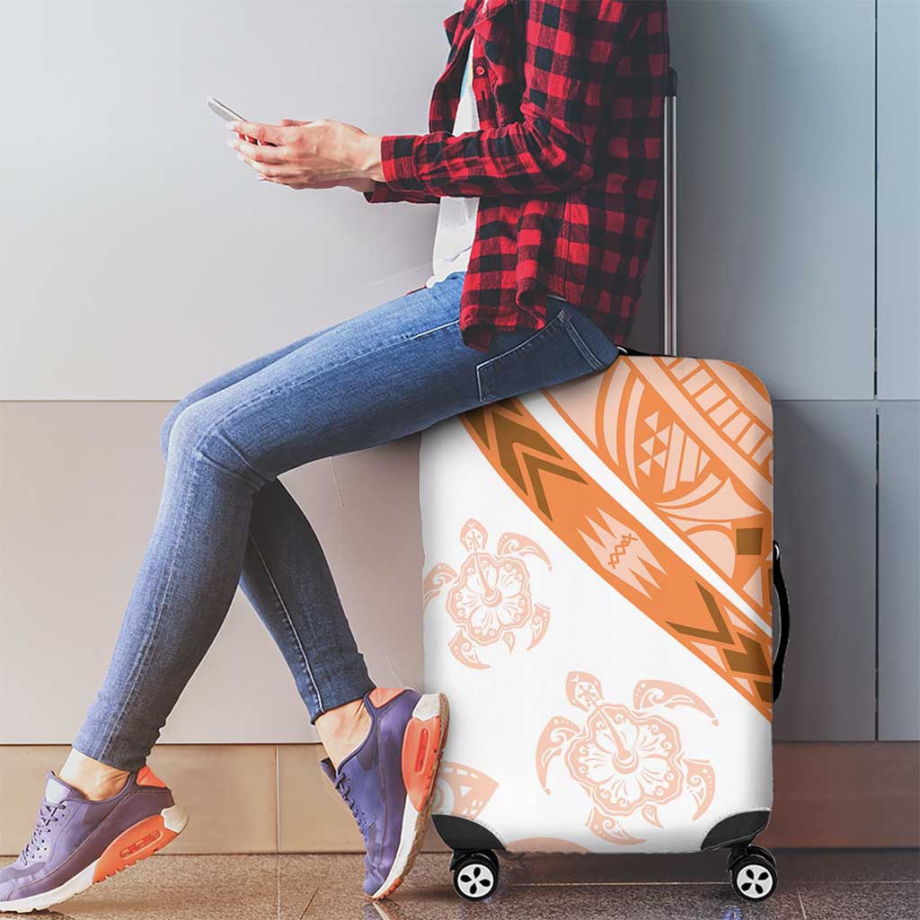 Orange Polynesian Tribal Turtle Floral Pattern Luggage Cover LT05 - Polynesian Pride